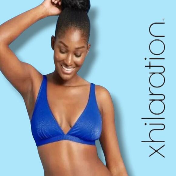 Xhilaration Juniors’ Blue Metallic Bralette Bikini Top – XS, Spandex Blend, New - Picture 8 of 8